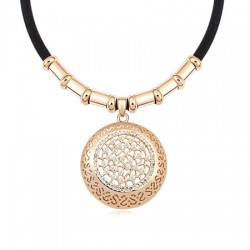 Yellow gold plated with white Swarovski elements mangalsutra style lace pendant 